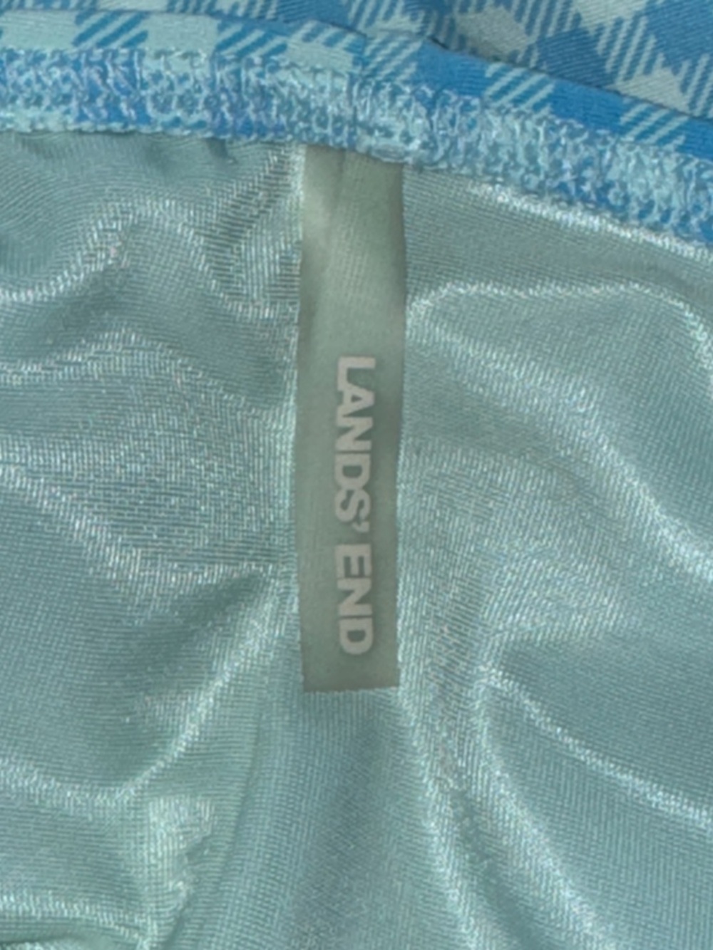 Lands’ End Blue Gingham One Piece Swimsuit w Twist Front Women’s 12 L - Picture 11 of 12